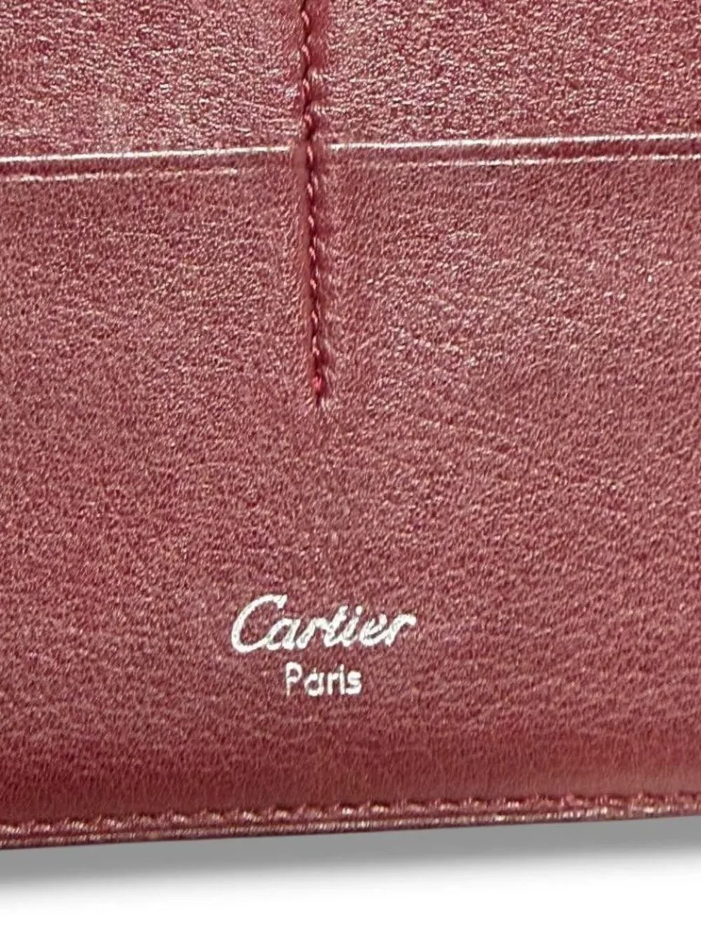 Excellent Cartier Black Leather Long Wallet Bill/Card Case w/ Card